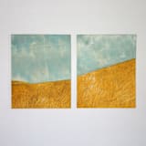 "Konza Prairie" - Original Mixed Media in gold by Janie Allen