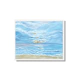 "Sunset at the Beach" - Original Mixed Media in blue by Johanne Dziemian
