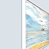 "Sunset at the Beach" - Original Mixed Media in blue by Johanne Dziemian