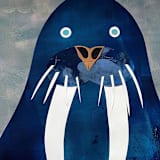 "Walrus Whisper" - Original Mixed Media in blue by Summer Tali Hilty