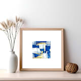 "Gold Foil Abstract Coastal Blue - Marine Abstract I" - Original Mixed Media in blue by Johanne Dziemian