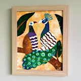 "Dancing Feathers" - Original Mixed Media in yellow by Summer Tali Hilty