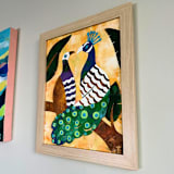 "Dancing Feathers" - Original Mixed Media in yellow by Summer Tali Hilty