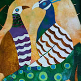 "Dancing Feathers" - Original Mixed Media in yellow by Summer Tali Hilty