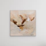 "AfterGlow (8″ X 8″)- Abstract Painting" - Original Mixed Media in beige by Arohika Verma