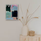 "Pink Flower Above It All" - Original Mixed Media in multicolorassorted-colors by Nicole Simms