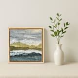 "Billowing Ridges" - Original Mixed Media in blue by Lara Eckerman