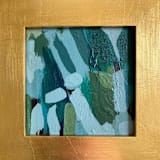 "blue grass" - Original Mixed Media in blue by Jessalin Beutler