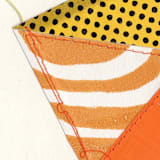 "Stitched Geode 4" - Original Mixed Media in orange by christy dehoog johnson