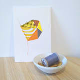 "Stitched Geode 4" - Original Mixed Media in orange by christy dehoog johnson
