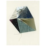 "Stitched Geode 1" - Original Mixed Media in blue by christy dehoog johnson