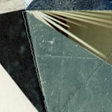 "Stitched Geode 1" - Original Mixed Media in blue by christy dehoog johnson