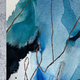 "Threads of Possibility no. 05" - Original Mixed Media in blue by Jocelyn Elizabeth