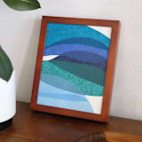 "sea waves" - Original Mixed Media in blue by Carrie Moradi