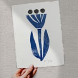 "blue dahlia" - Original Mixed Media in blue by Maja Cunningham