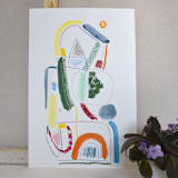 "Playhouse" - Original Mixed Media in multicolor by Carol Barber