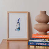 "Less Than Five 3" - Original Mixed Media in blue by Erin McCluskey Wheeler