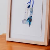 "Less Than Five 3" - Original Mixed Media in blue by Erin McCluskey Wheeler