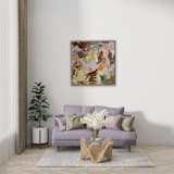 "May Flowers" - Original Mixed Media in brown by Jessalin Beutler