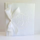 "Wedding Memory Book — Ivory Linen w/Satin Ribbon" - Wedding Albums and Scrapbooks in white by Annie May