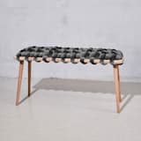 "Gray Velvet Woven Bench 94 CM" - Bar Carts in gray by Knots Studio