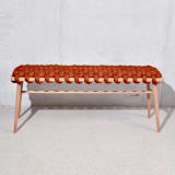"Red Earth Vegan Suede Woven Bench 94 CM" - Bar Carts in red by Knots Studio