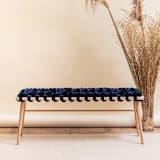 "Midnight Blue Velvet Woven Bench 120cm" - Bar Carts in blue by Knots Studio