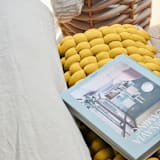 "Desert Yellow Vegan Suede Woven Bench 120cm" - Bar Carts in yellow by Knots Studio