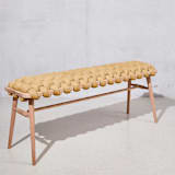 "Camel Vegan Suede Woven Bench 120cm" - Bar Carts in brown by Knots Studio