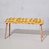 "Illuminate Yellow Velvet Woven Bench 94 CM" - Bar Carts in yellow by Knots Studio