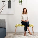 "Illuminate Yellow Velvet Woven Bench 94 CM" - Bar Carts in yellow by Knots Studio