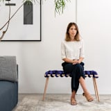 "Midnight Blue Velvet Woven Bench 94 CM" - Bar Carts in blue by Knots Studio