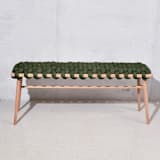 "Army Green Vegan Suede Woven bench 94CM" - Bar Carts in green by Knots Studio