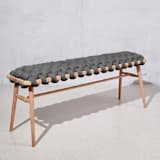 "Graphite Vegan Suede Woven Bench 120cm" - Bar Carts in gray by Knots Studio