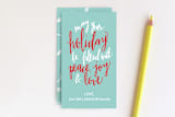 "Hand Lettered Peace, Joy & Love " - Stationery in Light Blue by Alicia Schultz - Front