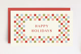 "Checkered Holiday Gift Tag" - Stationery in Crimson by Amber Barkley - Front