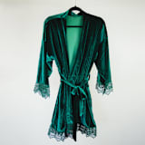 "Emerald Green Velvet Robe" - Bridesmaid Gifts in green by Jordan Perry