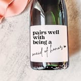 "Maid of Honor Gift Wine Label | Pairs well with being a Maid of Honor" - Bridesmaid Gifts in white by The Pretty Little Mess