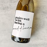 "Maid of Honor Gift Wine Label | Pairs well with being a Maid of Honor" - Bridesmaid Gifts in white by The Pretty Little Mess