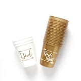 "Bride + Bride Tribe Cup Pack, 16oz Stadium Cup, Pack of 12" - Bridesmaid Gifts in gold by ForYourParty