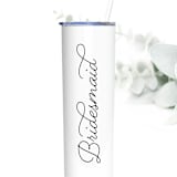 "Bridesmaid Tumbler | White | 20 Ounce Stainless Steel" - Bridesmaid Gifts in white by Leslie Berry