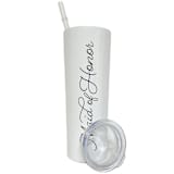 "Maid of Honor Tumbler | White | 20 Ounce Stainless Steel" - Bridesmaid Gifts in white by Leslie Berry