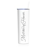 "Matron of Honor Tumbler | White | 20 Ounce Stainless Steel" - Bridesmaid Gifts in white by Leslie Berry
