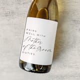 "Mother of the Groom Gift Wine Label | Pairs well with Mother of the Groom Duties" - Bridesmaid Gifts in white by The Pretty Little Mess