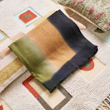 "Olyv Brown Green Handloom Merino Throw" - Blankets and Throws in green by Anjali Purohit