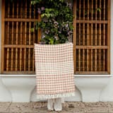 "Baru Small Throw  Terracotta Red" - Blankets and Throws in red by Tatiana Ordoñez