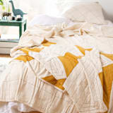 "Small Triangle Quilt Throw - Mustard" - Blankets and Throws in yellow by Anchal