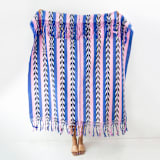 "Palm Ikat Blue and Pink Cotton Throw Blanket" - Blankets and Throws in pink by Archive New York