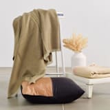 "Haze Throw" - Blankets and Throws in green by Anjali Purohit