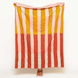 "Offset Stripe Quilt Throw - Rust" - Blankets and Throws in pink by Anchal